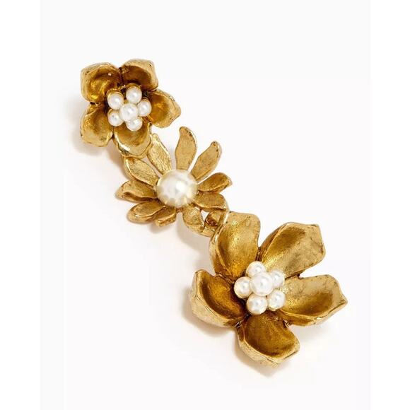 Oscar De La Renta Carryover Dangling Flower Earrings Gold - One Size - Picture 4 of 4
